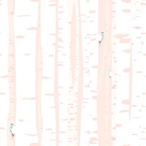 Samolepiaca tapeta majestátne stromy na romantickom ružovom pozadí