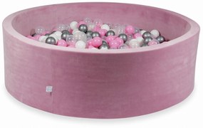 Vulpi Okrúhly suchý bazén XXL Velvet ružový 130x40 + 300 guličiek