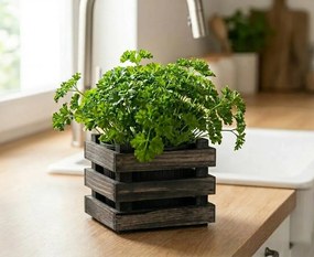 AMADEA Drevený obal na kvetináč - tmavý, 17x17x15cm, drevený kvetináč Český výrobek