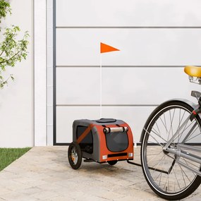 Príves na bicykel pre psa oranžovo-sivý oxfordská látka železo 93865