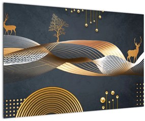 Obraz - Grafika s jeleňom (90x60 cm)