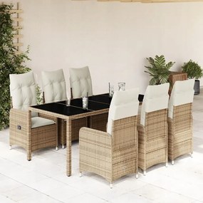 vidaXL 7-dielna záhradná bistro súprava s vankúšmi béžová polyratan