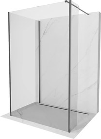 Mexen Kioto, 3-stenová sprchová zástena Walk-In 140 x 100 x 40 cm, 8mm číre sklo, grafitový profil, 800-140-100-221-66-00-040