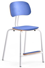 Školská stolička YNGVE, so 4 nohami, biela, modrá, V 520 mm