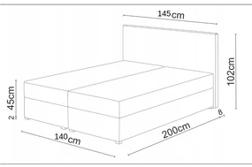 Manželská posteľ  Boxspring 140 cm Lilac Comfort (vzor + čierna) (s matracom a úložným priestorom). Vlastná spoľahlivá doprava až k Vám domov. 1056070