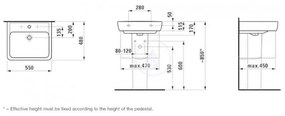 LAUFEN Pro Umývadlo, 550 mm x 480 mm, 1 otvor na batériu, s LCC, biela H8189514001041