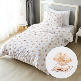 Biante Detské bavlnené posteľné obliečky Sandra SA-732 Medvedie bábätká na bielom Predĺžené 140x220 a 70x90 cm