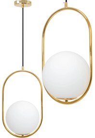 Toolight - Sklenená závesná lampa E27 60W APP473-1CP, biela-zlatá, OSW-00605