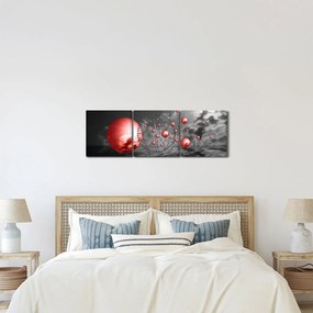 Obraz červených gulí (s hodinami) (90x30 cm)