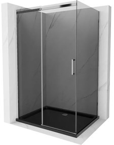 Mexen Omega sprchová kabína, posuvné dvere 120 x 90 cm, grafitová čierna, chrómová + závesný bidet Flat, čierna