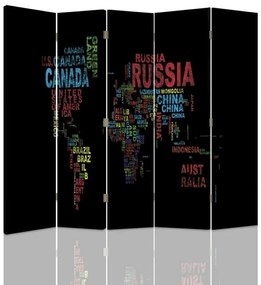 Gario Paraván Mapa sveta s nápismi Rozmery: 180 x 170 cm, Prevedenie: Klasický paraván