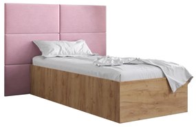 Jednolôžková posteľ s čalúneným čelom 90 cm Brittany 2 (dub craft zlatý + ružová) (s roštom). Vlastná spoľahlivá doprava až k Vám domov. 1045905
