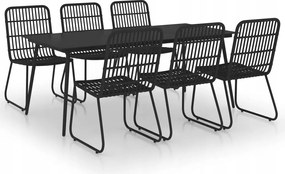 vidaXL 7-dielna sada záhradného nábytku, Pe ratan a sklo