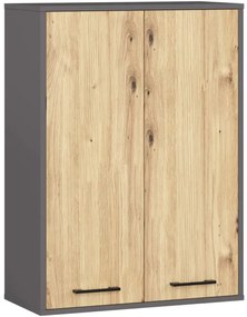 Kúpeľňová skrinka FIN H934 W64 2D grafitová / dub artisan