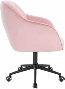 LuxuryForm DESIGN Stolička AVOLA VELUR na čiernej podstave s kolieskami - svetlo ružová