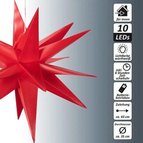 Nexos 67071 Vianočná dekorácia hviezda s časovačom - 10 LED, 35 cm, červená