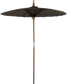 Čierny slnečník s drevenou tyčou Lorie Wood - ∅ 200*260 cm