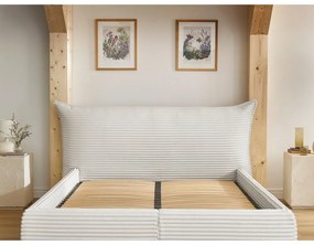 Béžová čalúnená dvojlôžková posteľ s úložným priestorom s roštom 180x200 cm Jade – Bobochic Paris