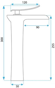 Rea Laguna Antique, vysoká umývadlová batéria h-280, mosadzná, REA-B8120