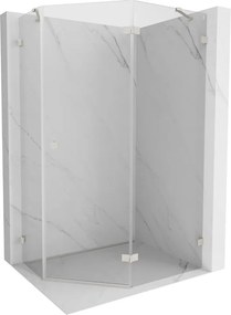 Mexen Lunar, pravý výklopný päťuholníkový sprchový kút 100 x 80 cm, 8mm číre sklo, oceľový profil, 831-100P-080L-97-00-P
