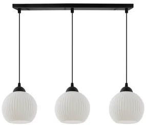 Závesné svietidlo Riffle Round, 3x biele sklenené tienidlo, b