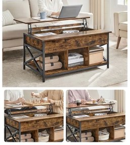 Konferenčný stolík so zdvíhacou doskou NYRO hnedá/čierna