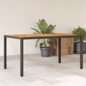 Záhradný stôl s akáciovou doskou čierny 150x90x75 cm polyratan 365535