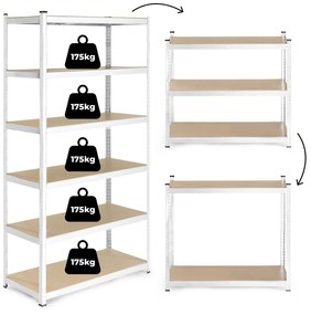Skladový regál 222x110x50 cm, pozinkovaný kov, 6 políc, nosnosť 1050 kg, ModernHome