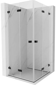 Mexen Lunar-F Duo, skladací sprchový kút 90 x 90 cm, 8mm číre sklo, čierny profil, 836-090L-090P-70-00