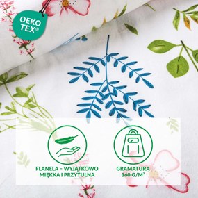 FLANELOVÉ OBLIEČKY FLANELOVE 180X200 CM, 2KS 70X80 CM KVETY