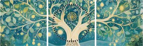 Obraz – Magický strom so špirálami (s hodinami) (90x30 cm)