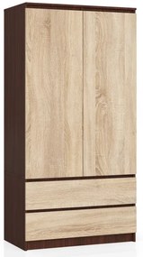 Skriňa S 90 cm 2D 2SZ CLP wenge / sonoma