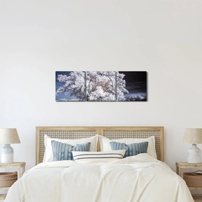 Obraz - Snehobiely strom (s hodinami) (90x30 cm)