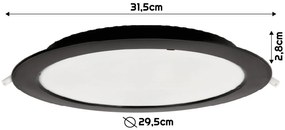 BERGE Okrúhly LED panel zapustený - čierny - 24W - PC - neutrálna biela