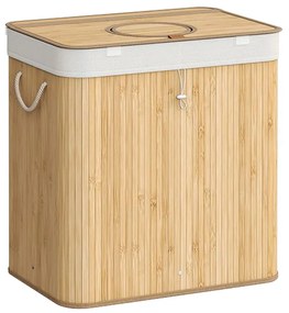 Bambusový kôš na bielizeň s vyberateľnou sieťkou