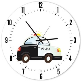 Gario Hodiny na stenu Malé policajné auto Rozmery: 60 x 60 cm