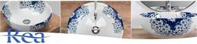 Rea Fiori, umývadlo na dosku 41x41 cm, biela-modrá, REA-U6520