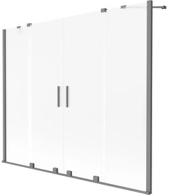 Mexen Velar Duo, 2-krídlová vaňová zástena s posuvnými dverami 190 x 150 cm, námraza, grafitový profil, 896-190-000-32-95