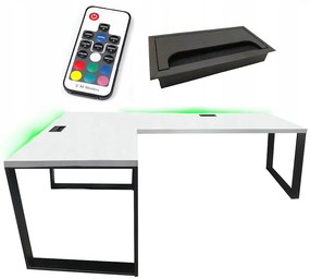 Písací Stôl Roh. Loft Top Biely 180x120x2,8 Model 2