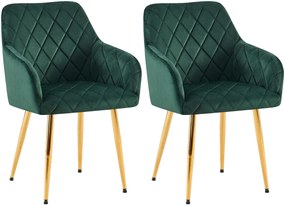 Set 2 jedálenských stoličiek Monett G - zamat, zlatý rám - zelená