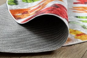 Detský koberec protišmykový BAMBINO 38480 Kocky, sivý / žltý kruh