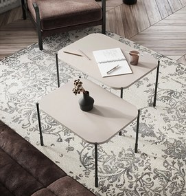 Kávový stolík Sonatia 60 cm obdĺžnikový na kovových nohách - kasmír