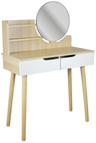 Dekorstudio Toaletný stolík so zrkadlom - SCANDI biely+svetlý buk