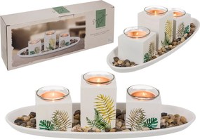 GiftyCity Drevená dekoratívna súprava svietnikov, Listy