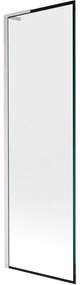 Mexen Next L, 1-krídlová vaňová zástena 60 x 150 cm, 6mm číre sklo-čierny vzor, 6mm číre sklo, profil brúsená oceľ, 895-060-000-03-70-97