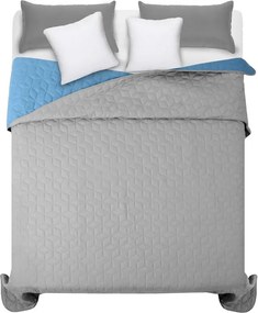 Obojstranné modro sivé prehozy na manželskú posteľ 220 x 240 cm