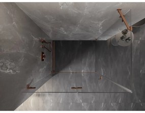 Mexen Lunar-F, 1-krídlový sprchový kút so skladacími dverami, ľavý, 100 x 80 cm, 8mm číre sklo, medený profil, 836-100-080-65-00-L