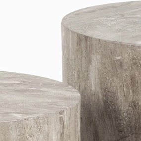 Sivé okrúhle konferenčné stolíky v dekore kameňa v súprave 2 ks ø 58 cm Dice – Actona