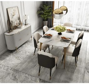 KOMODA GASTON II ZLATÉ NOHY + BIELA + SYNTETICKÝ MRAMOR