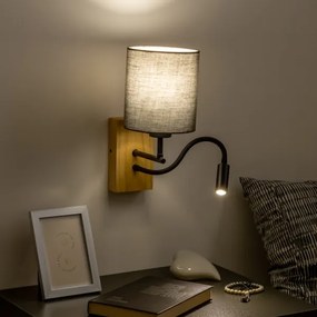 Brilagi - LED Nástenná lampa NUBILA WOOD 1xE27/25W/230V + LED/3W dub/antracit